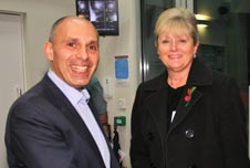 Co-chair Simon Samuels greets Anne Main MP