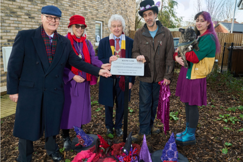 ; from the left, Cllr Robert Donald, Mayoress Annie Stevenson, Mayor Cllr Anthony Rowlands, Jenny’s husband Jose and daughter Charlie