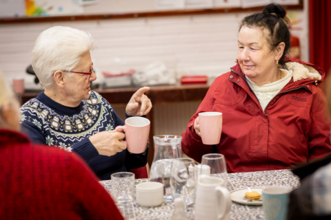 Older people enjoying a cup of tea