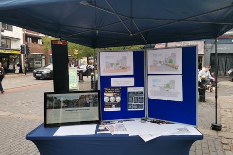 An information stall in St Albans promoting the current Victoria Street community engagement activities