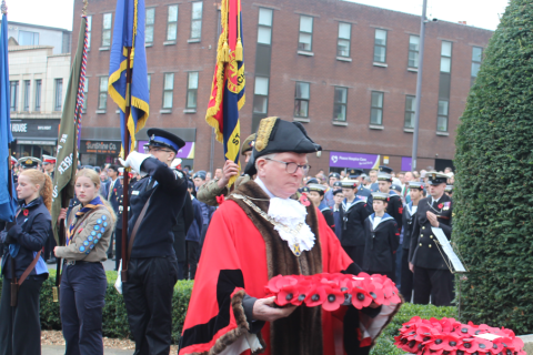 Mayor, Cllr Jamie Day, at Remembrance Sunday Parade and Service